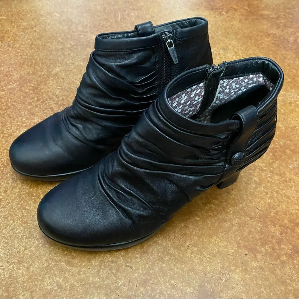 Dansko Heeled Boots Black Runched Buffy Zip Ankle Size EU41 US10 - Picture 15 of 15